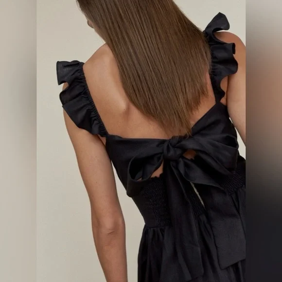 Reformation Black Linen Vecchio Maxi Dress - Picture 4 of 13